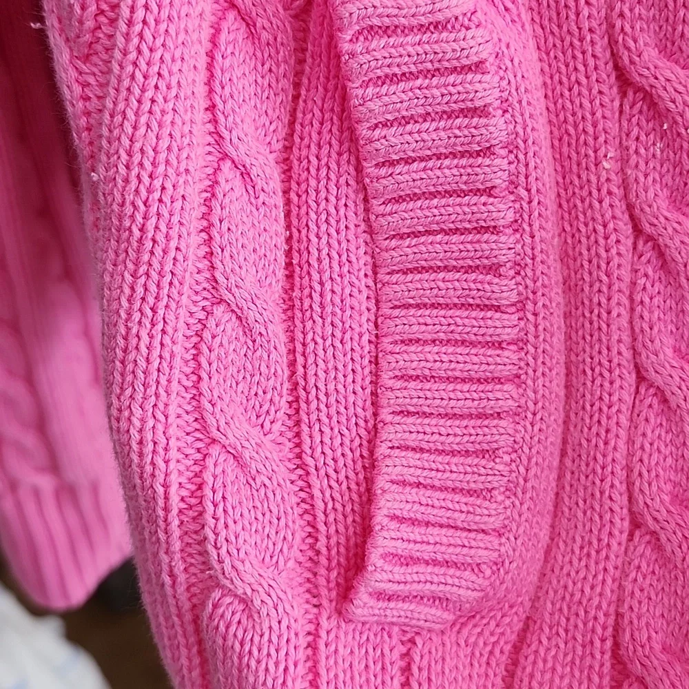 Lilly Pultizer Hot Pink Cable Knit Zip Up Hoodie Small - Picture 7 of 15